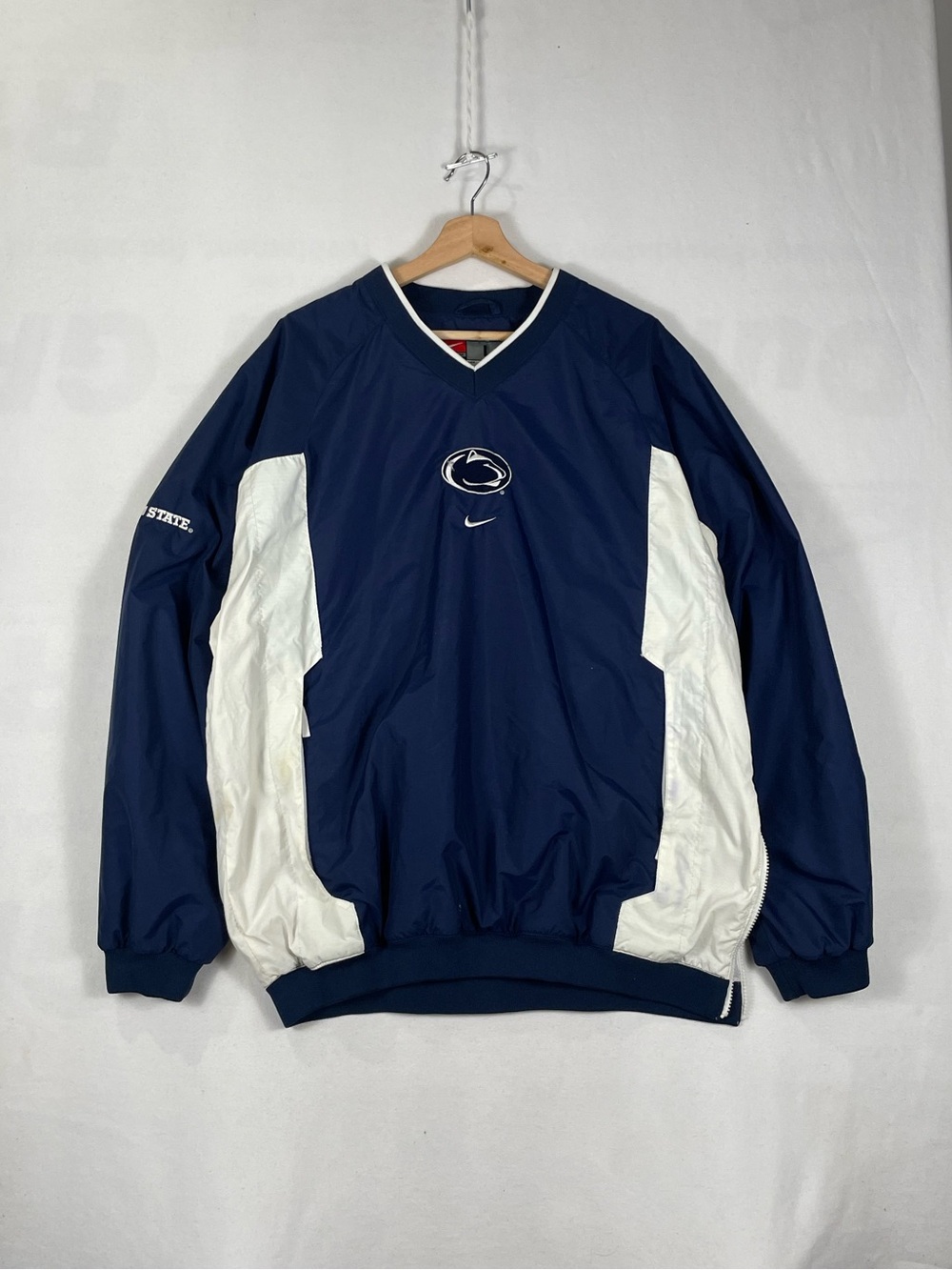 Vintage Nike Penn State Center Swoosh Pullover Windbreaker Jacket Sz L READ